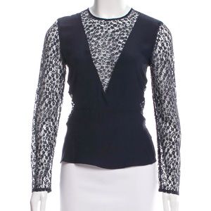 Jenni Kayne Navy Silk Lace Top Brand New w/ Tags